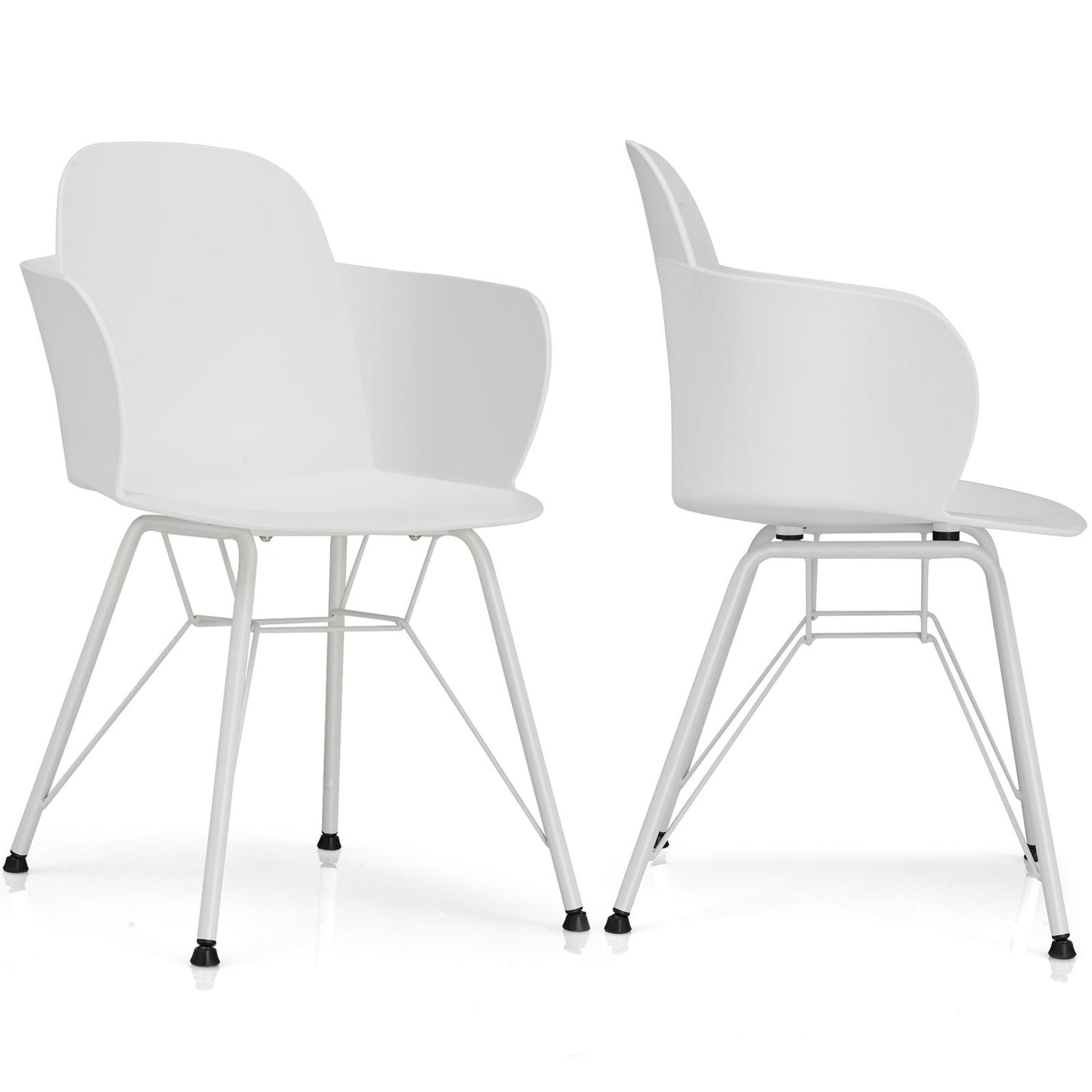 Giantex Modern Dining Chairs Set of 2, Lounge Plastic Accent Chair w/ Ergonomic Backrest, Leisure Armchair for Kitchen, Dining Room, Bedroom, Living Room