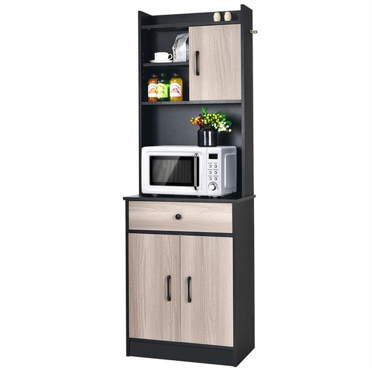 Giantex Kitchen Buffet w/Hutch, 3-Door Pantry w/Large Drawer, Adjustable Shelves & Cable Hole, Storage Cabinet for Dining Room, Living Room