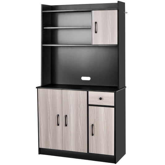 Giantex Kitchen Hutch Storage Cabinet, Tall Pantry w/Adjustable Shelves, Anti-tip Devices & Cable Management Hole