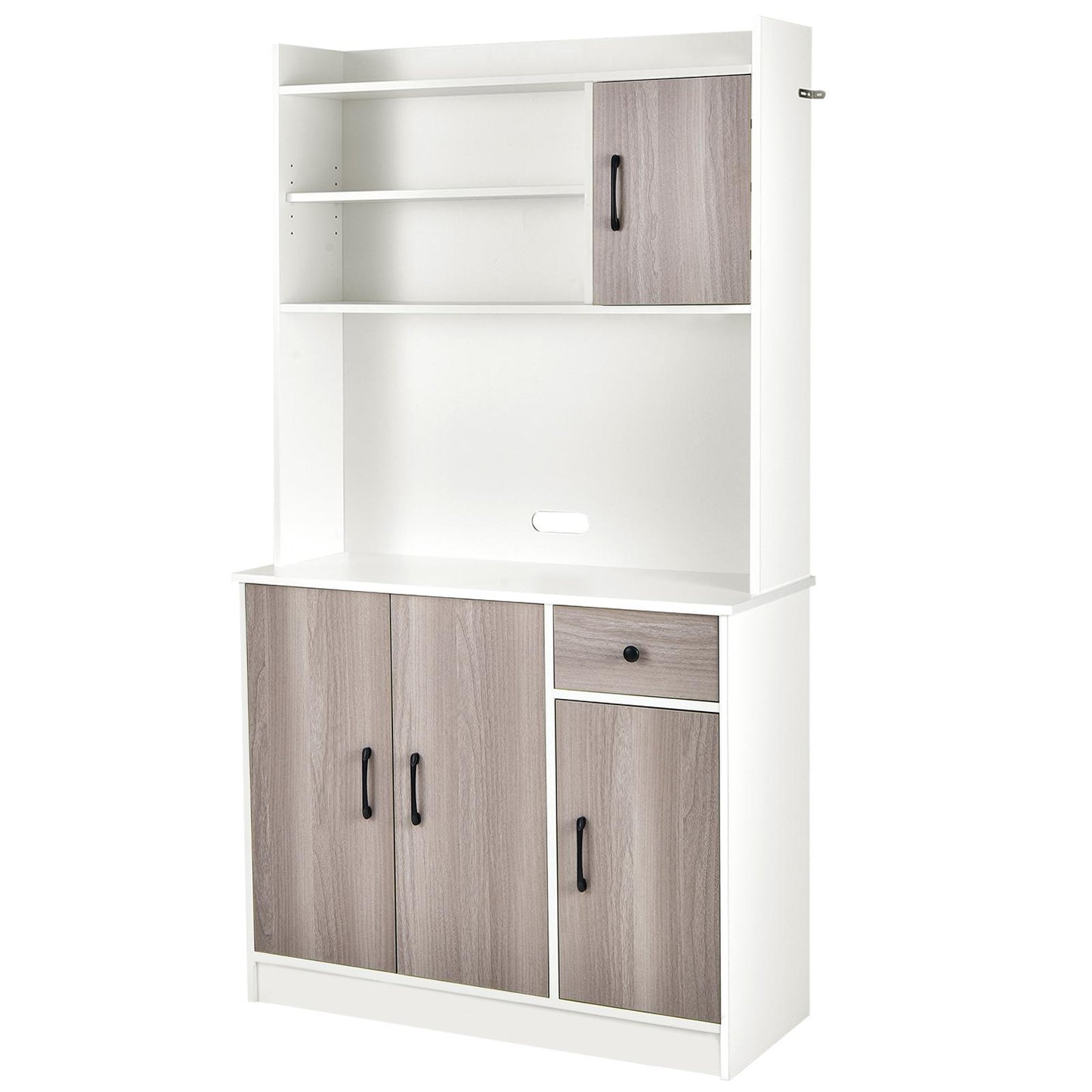 Giantex Kitchen Hutch Storage Cabinet, Tall Pantry w/Adjustable Shelves, Anti-tip Devices & Cable Management Hole
