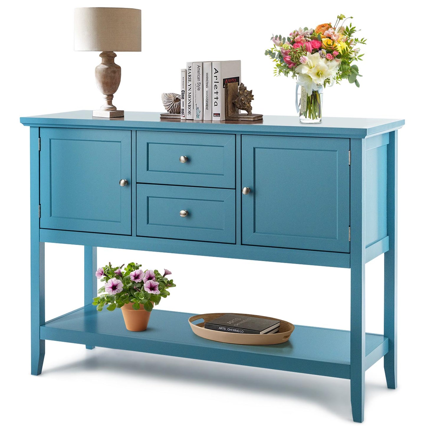 Giantex Buffet Sideboard, Wood Console Table w/2 Drawers and 2 Storage Cabinets, Ideal for Living Room Kitchen Dining Room Hallway
