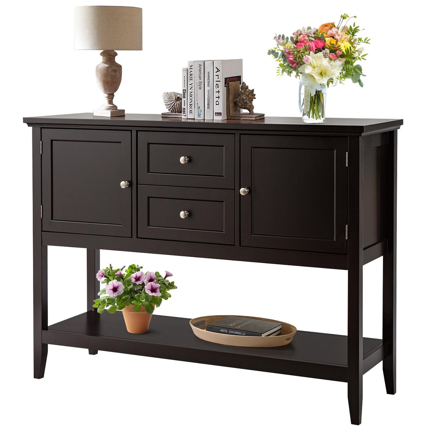 Giantex Buffet Sideboard, Wood Console Table w/2 Drawers and 2 Storage Cabinets, Ideal for Living Room Kitchen Dining Room Hallway