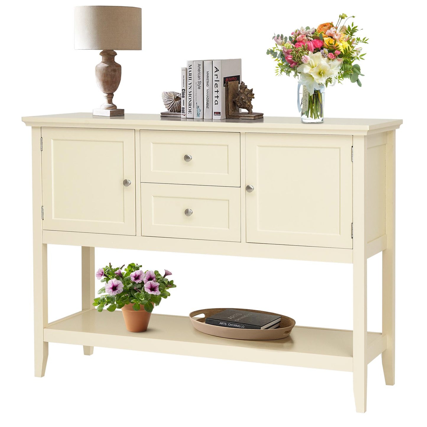Giantex Buffet Sideboard, Wood Console Table w/2 Drawers and 2 Storage Cabinets, Ideal for Living Room Kitchen Dining Room Hallway