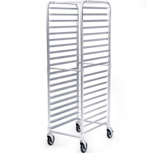 Giantex 20 Tier Bun Pan Rack, Bakery Rack w/2 Lockable Wheels, Aluminum Storage Cooling Trolley for Home Commercial