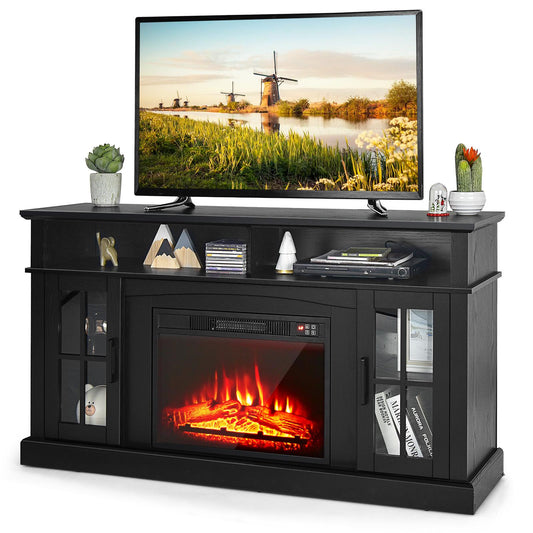 Giantex 58 inch TV Stand w/Electric Fireplace, TV Entertainment Center w/Fireplace Insert