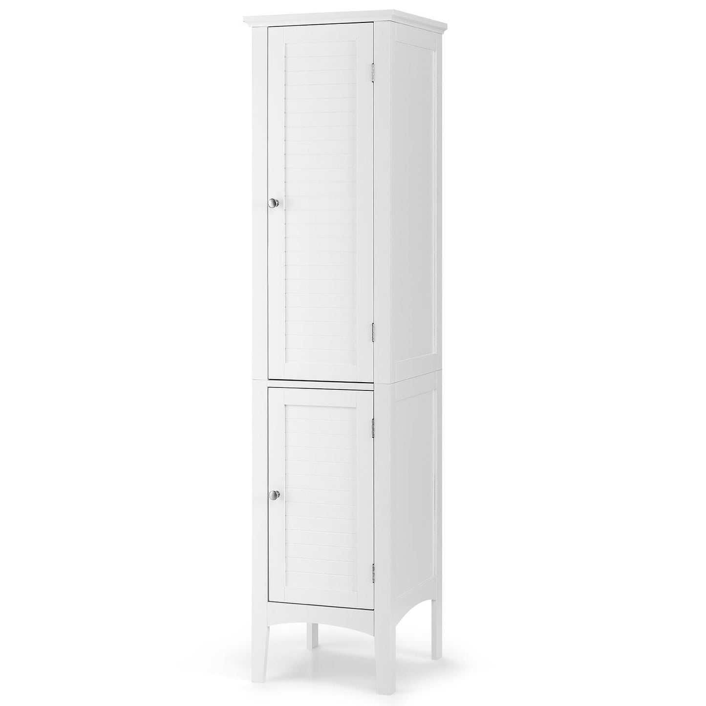 Giantex High Storage Bathroom Cabinet, Freestanding Slim Organizer, Linen Tower Narrow Floor Cabinet
