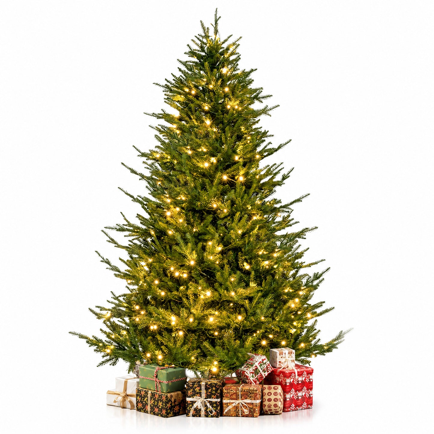Giantex 7 FT Pre-Lit Artificial Christmas Tree Hinged w 380 LED Lights