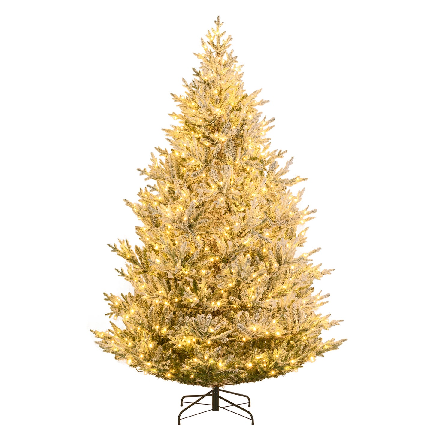 Giantex 8 FT Artificial Christmas Tree with 1470 Flocked Tips, 580 LED Lights, Metal Stand