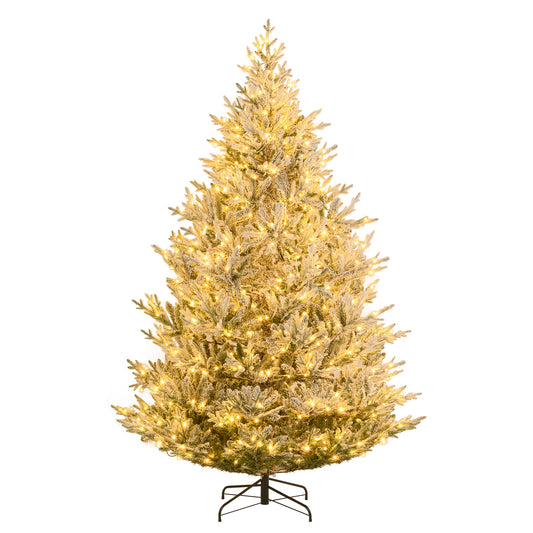 Giantex 8 FT Artificial Christmas Tree with 1470 Flocked Tips, 580 LED Lights, Metal Stand