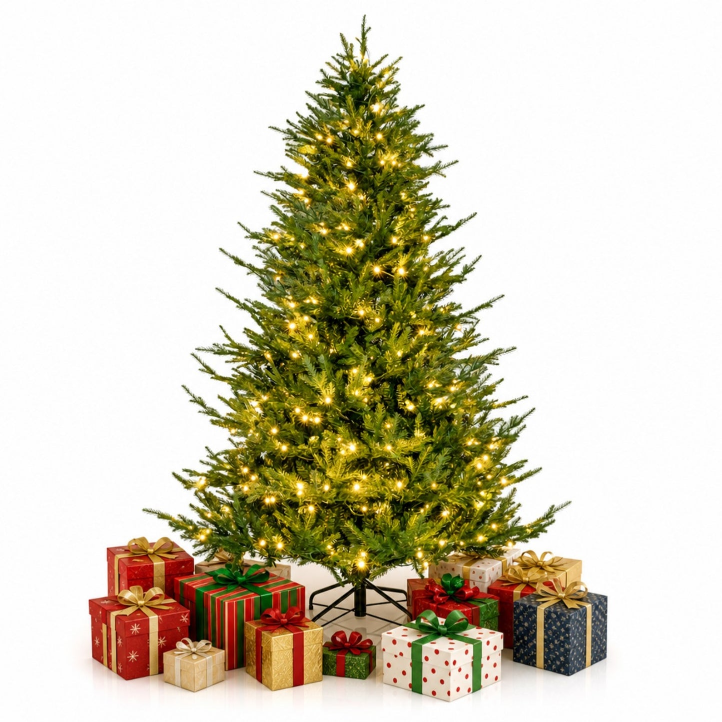 Giantex 6 FT Pre-Lit Artificial Christmas Tree Hinged w 280 LED Lights