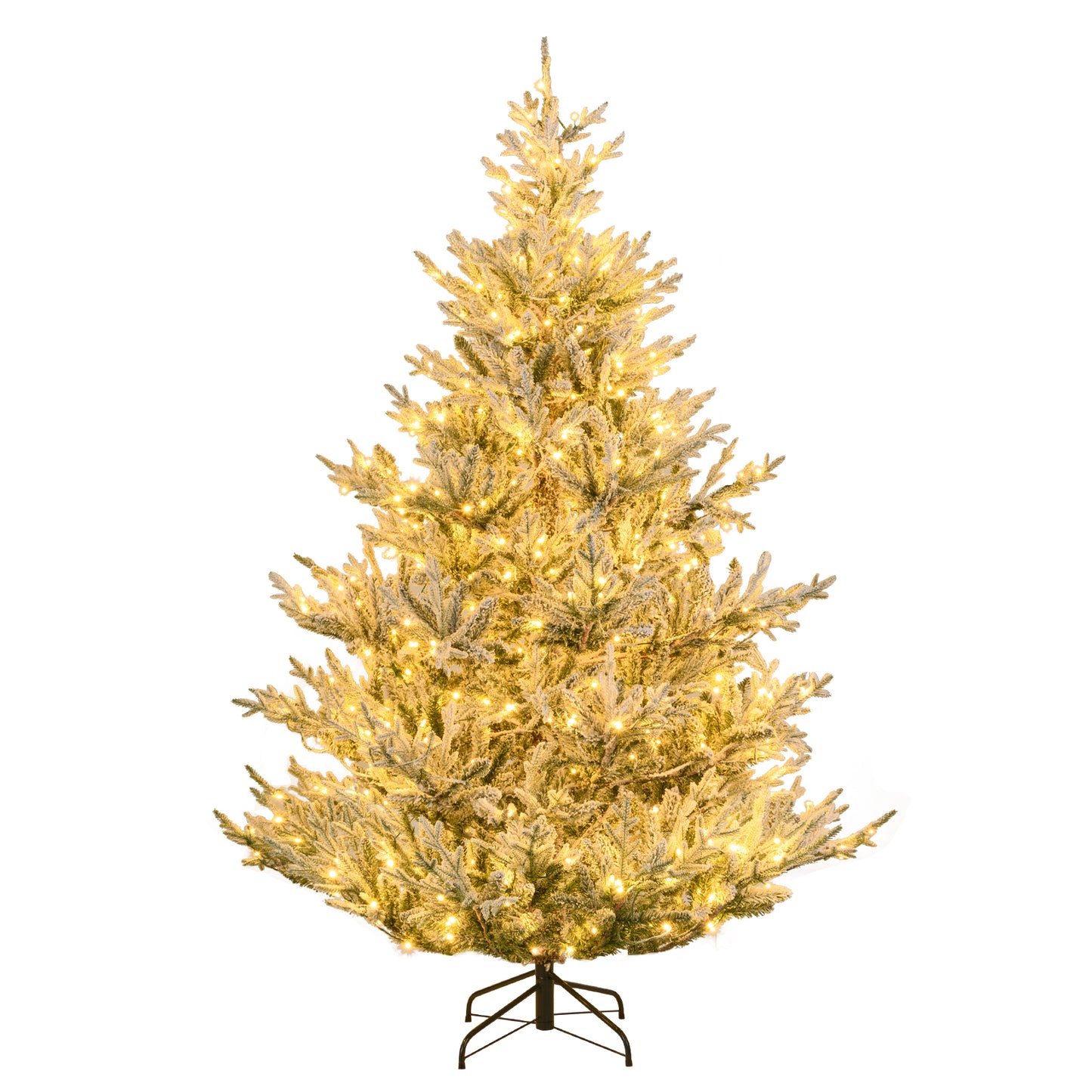 Giantex 7 FT Artificial Christmas Tree with 1074 Flocked Tips, 450 LED Lights, Metal Stand