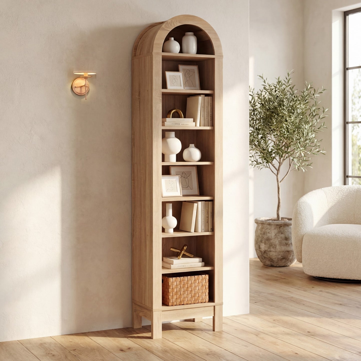 Giantex 71" Tall Arched Bookcase, 8-Tier Bookshelf, Freestanding Storage Cabinet for Home Office