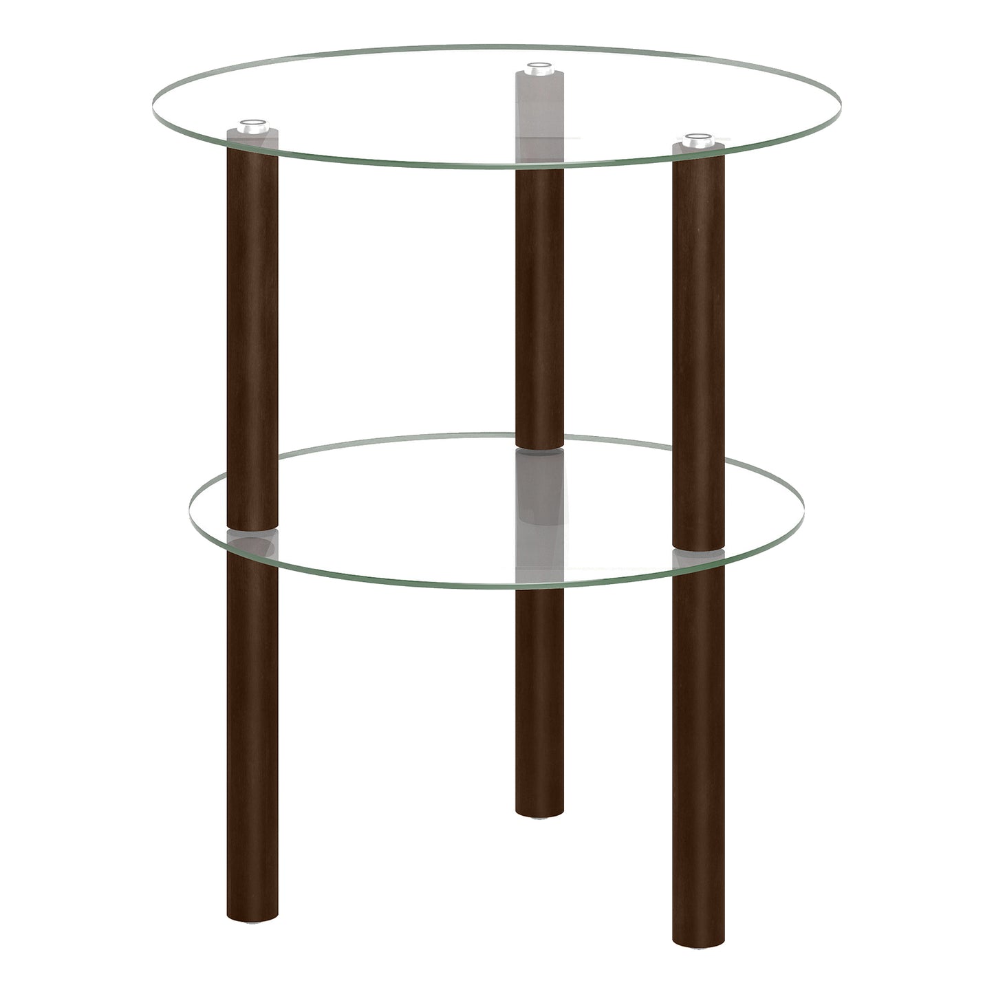 Giantex Round End Table, Small Accent Sofa Side Table w/Clear Tempered Glass Top, Brown