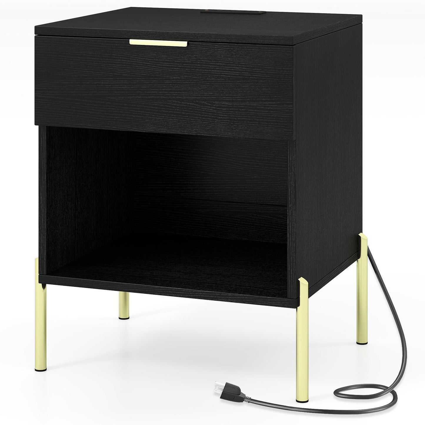 Giantex Modern Nightstand, Bedside Table w/Compartment for Small Space