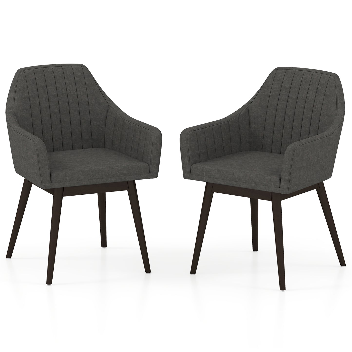 Giantex 2 Pieces Upholstered Accent Chairs, Modern Dining Chairs, Mid Century Leisure Chairs, Dark Gray