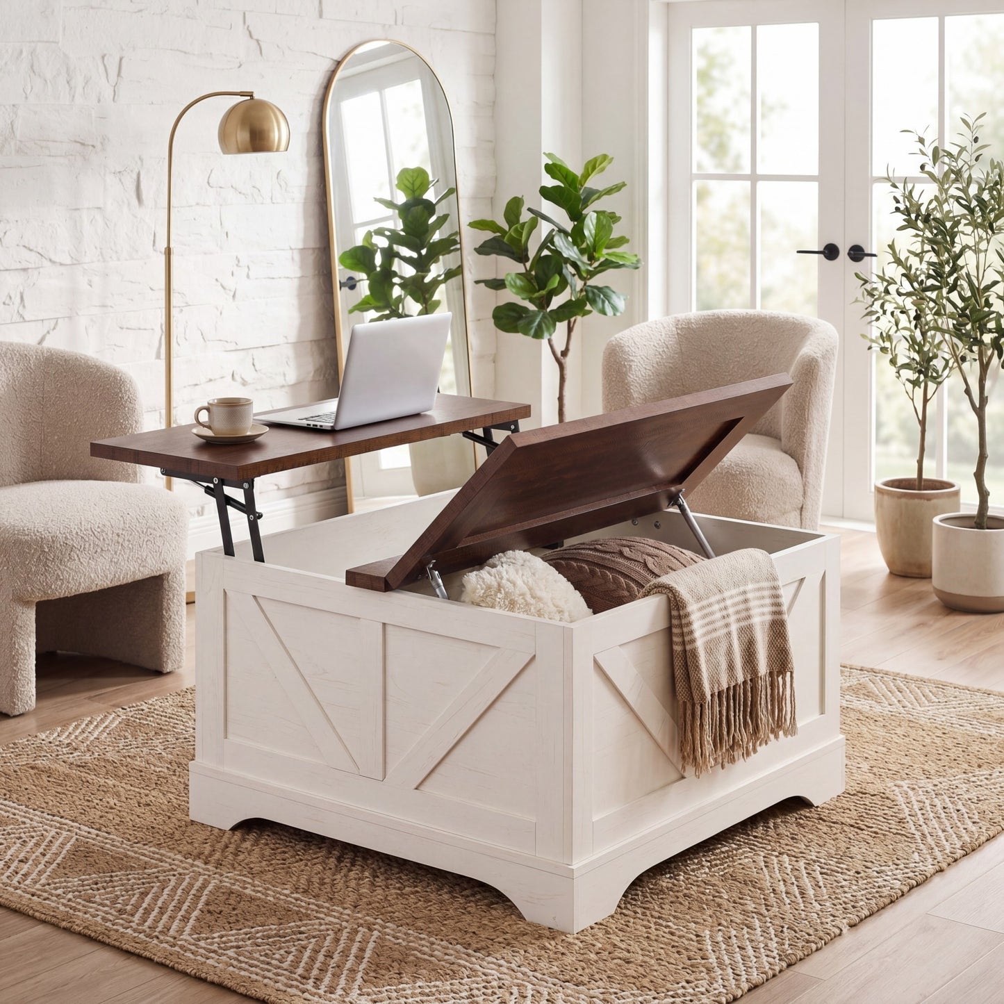 Giantex Lift Top Coffee Table, Square Coffee Table, Mid Century Center Table for Living Room