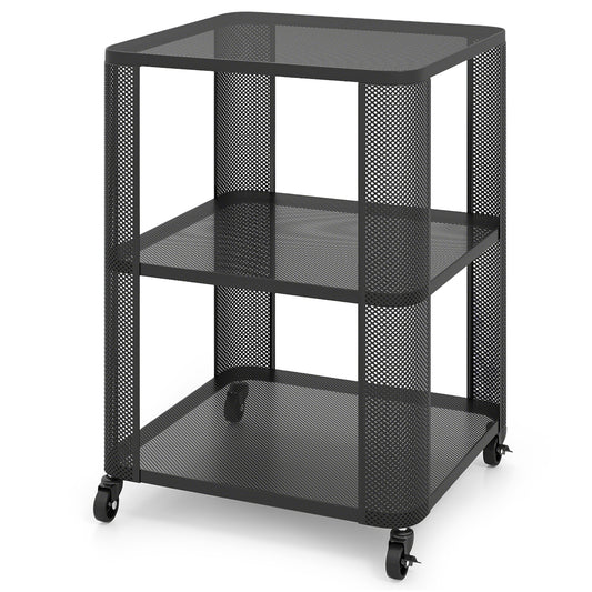 Giantex Rolling End Table, Small Nightstand Bedside Table w/Open Storage Shelves  & Sturdy Metal Frame