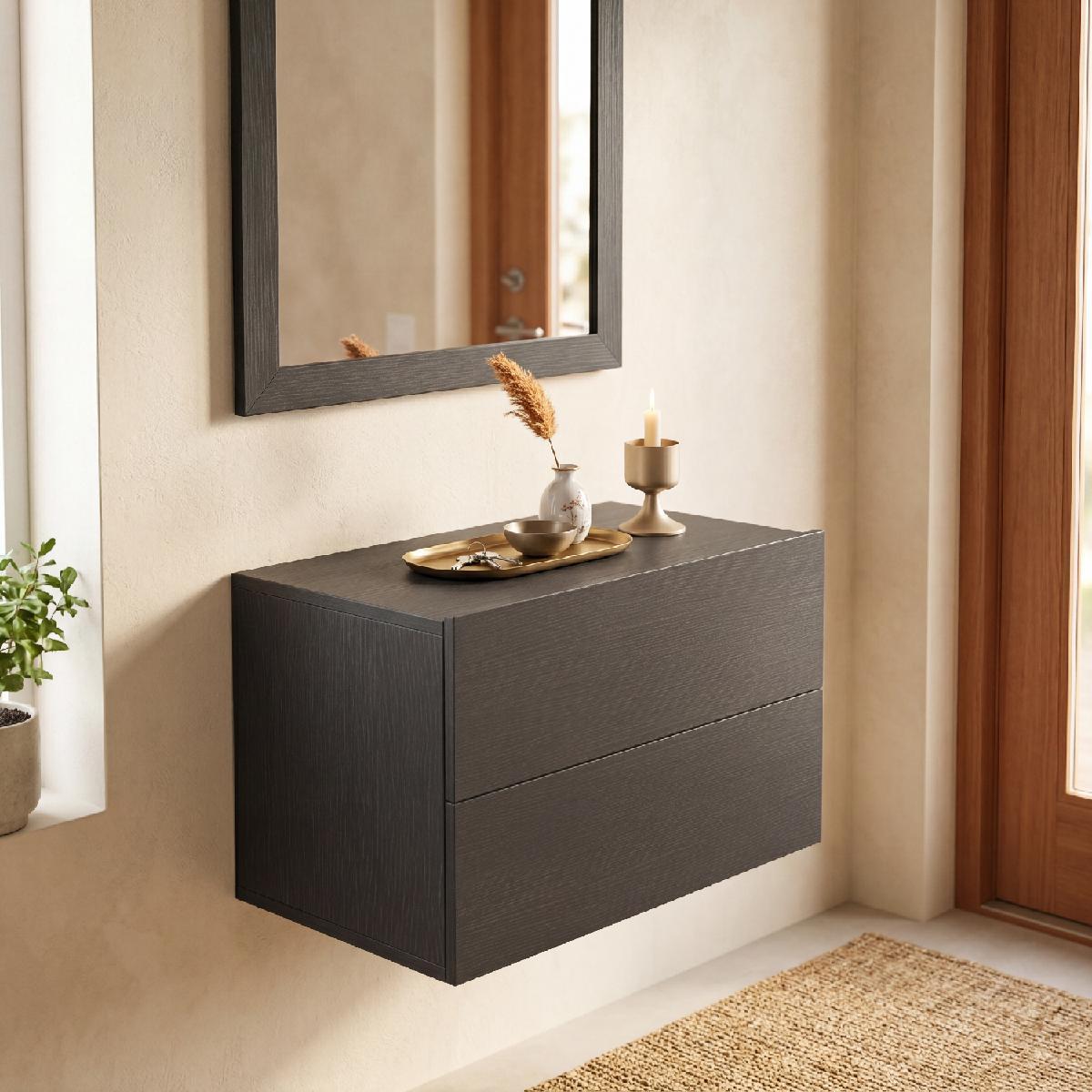 Giantex Floating Nightstand, Wall Mounted Bedside Table, Small Hanging Side End Table, Black