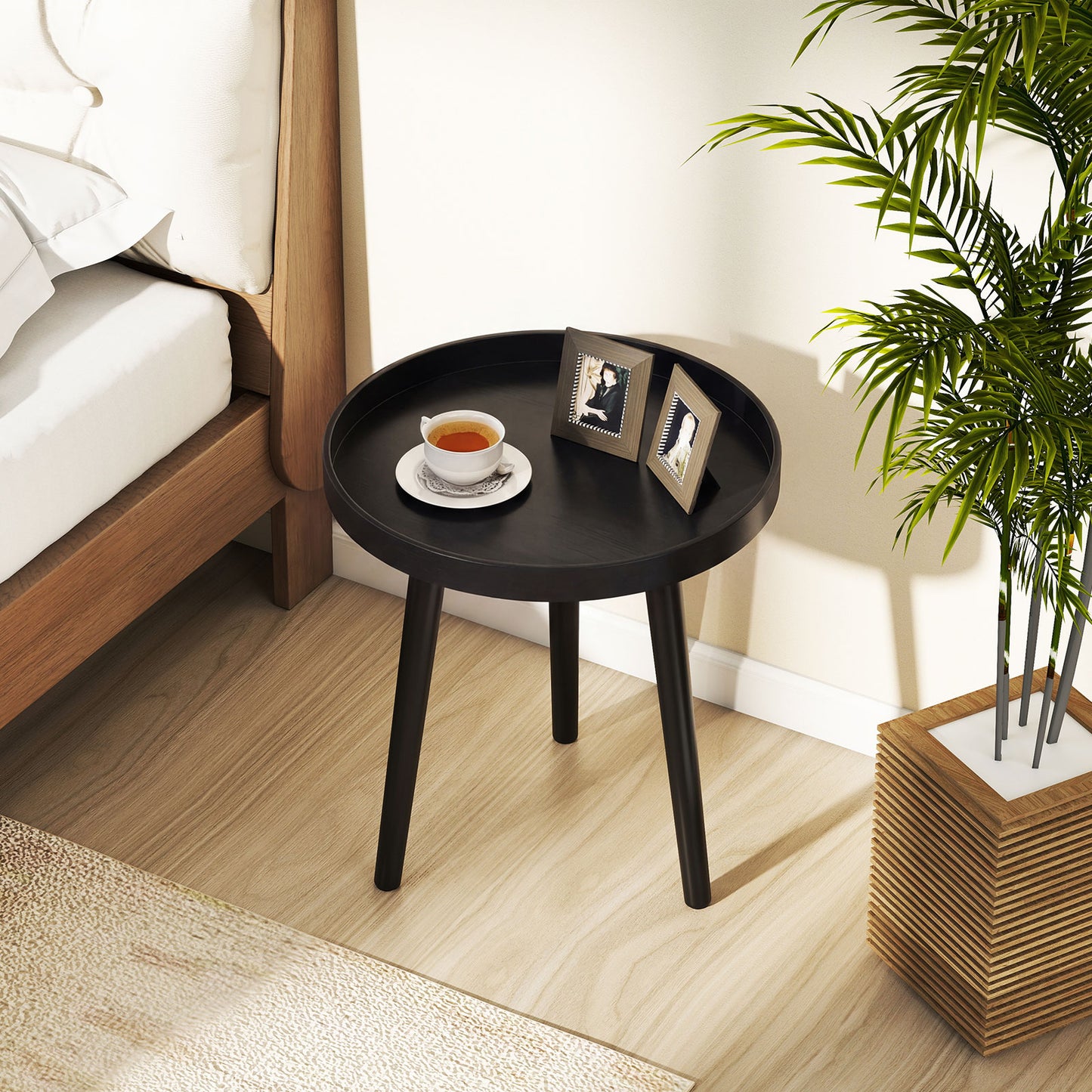 Giantex Round Side Table, Mid Century End Coffee Table for Small Space