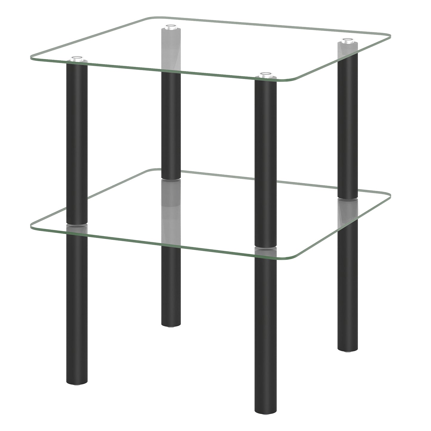 Giantex Square End Table, Small Sofa Side Table w/Clear Tempered Glass Top, Black