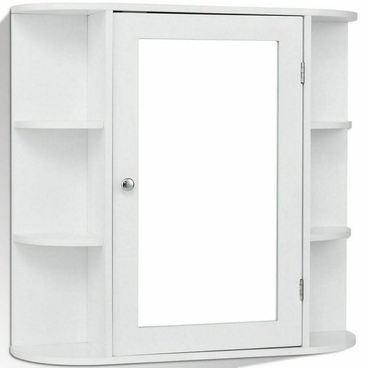 Giantex Bathroom Mirror Cabinet, Modern Wall Cabinet with Mirror, Medicine Cabinet with Mirror, Ideal for Bathroom, Dressing Room or Living Room, 26 x 6.5 x 25 inches