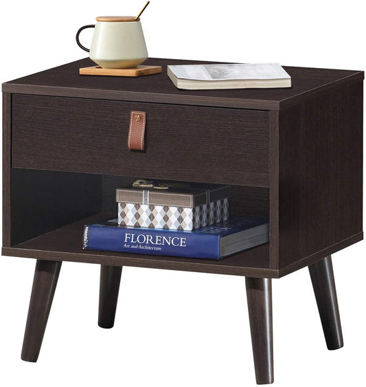 Giantex Drawer Storage Nightstand Bedside Cabinet Furniture, End Side Table Chest, Perfect for Home, Bedroom Living Room, Brown