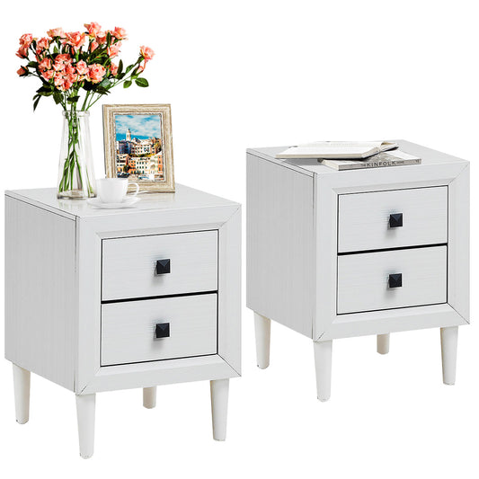 Giantex Wood Nightstands, Multipurpose End Table Sofa Side Table Bedside Cabinet with 2 Drawers, Perfect for Bedroom/Living Room/Office