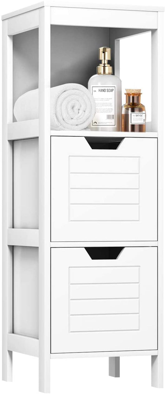 Giantex Bathroom Floor Cabinet, Wooden Free Standing Side Storage Cabinet with Two Removable Drawers for Flexible Storing, Suitable for Bathroom, Living Room, Bedroom, 12 x 12 x 35 inches