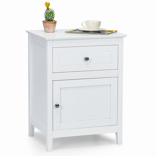 Giantex Wooden End Table with Shelf, 2-Tier Storage Side Table Bedside Sofa Table for Living Room, Bedroom, Solid Structure & Eco-Friendly Pine Material Espresso Coffee Table Nightstand (1, White)