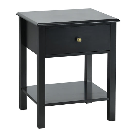 Giantex Nightstand W/Drawer and Shelf, Stable Frame Storage Cabinet for Bedroom, Modern Beside Sofa Accent End Table(1,Brown)