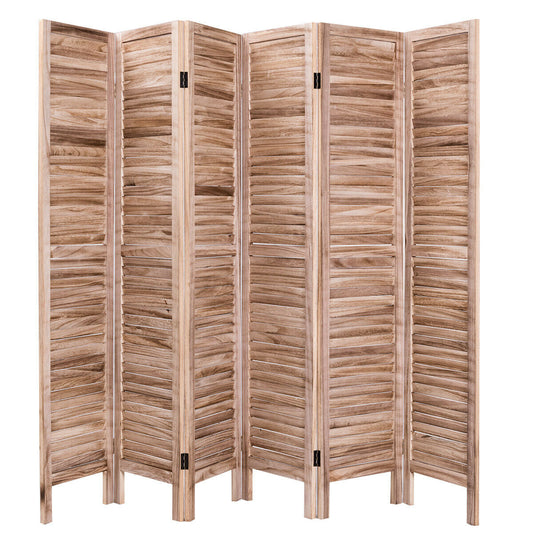 Giantex 6 Panel Wood Room Divider, 5.6 Ft Tall Oriential Folding Freestanding Partition Privicy Room Dividers Screen for Home, Office, Restaurant, Bedroom (Brown)