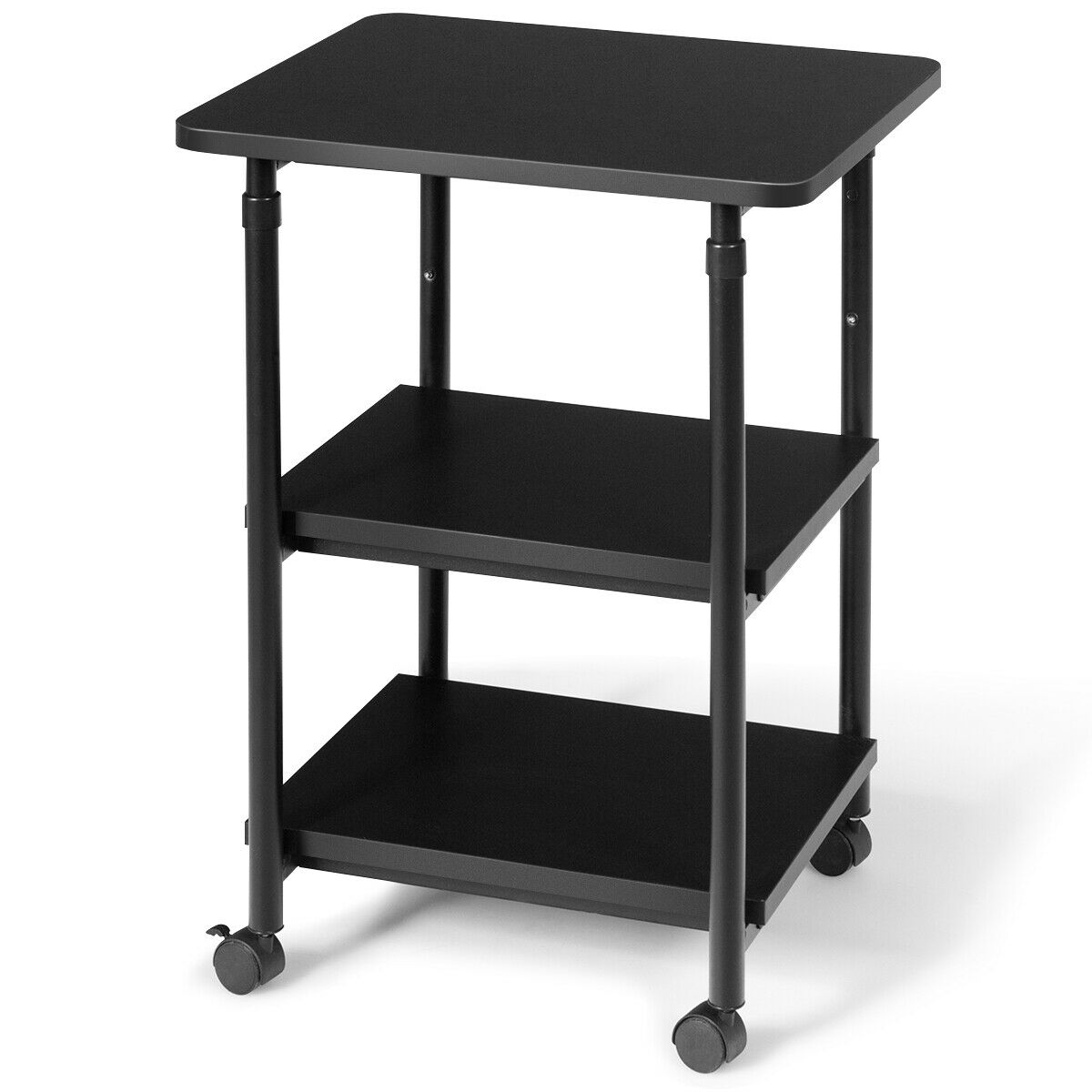 Giantex 3-Tier Adjustable Printer Stand, Rolling Printer Cart with 2 Storage Shelves, Mobile Machine Stand Storage Rack for Home Office