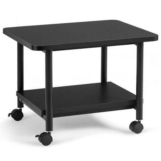 Giantex 2-Tier Printer Stand, Under Desk Rolling Printer Cart with 2 Storage Shelves, Mobile Machine Stand Storage Rack for Home Office