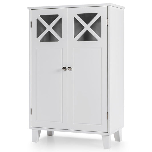 Giantex Bathroom Floor Cabinet, Floor Storage Cabinet with Adjustable Shelf, Multifunctional Freestanding Storage Cabinet for Bathroom, Living Room or Kitchen(White)