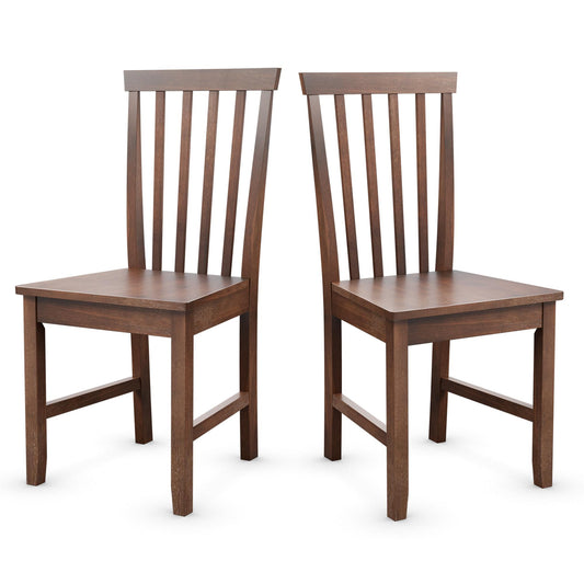 Giantex Wood Dining Chair, Set of 2 Dining Room Side Chair w/High Slat Back, Wood Legs, 100 Degree Curved Backrest Spacious Seat, Versatile Dining Chairs for Living Room Kitchen Dining Room