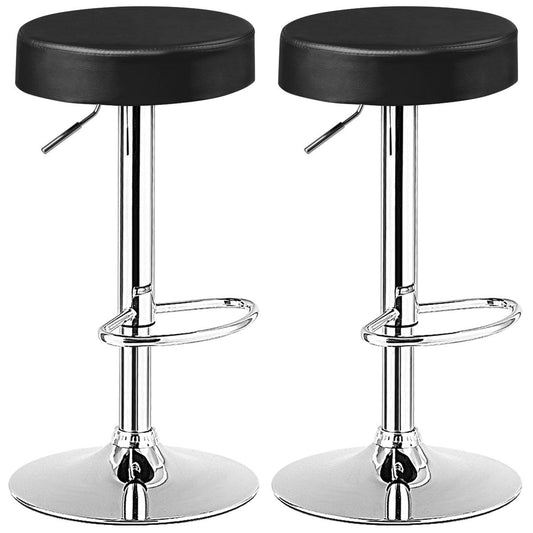Giantex 2 PC Bar Stool, Modern Swivel Backless Round Barstool, PU Leather Armless bar Chair with Height Adjustable, Chrome Footrest, Sturdy Metal Frame for Kitchen Dining Living Bistro Pub, Black