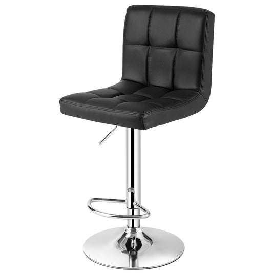 Bar Stool, Comfortable Swivel Adjustable PU Leather Bar Chair with Backrest, Soft Cushioned Seat, Footrest, Sturdy Metal Frame, Barstools for Kitchen, Pub, Black