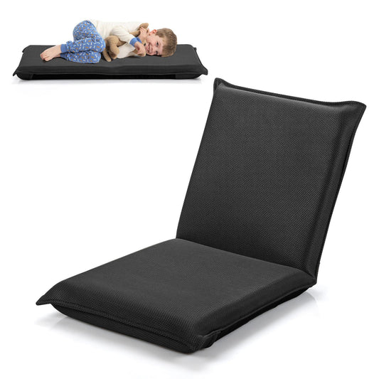 Giantex Adjustable Floor Chair, Cushioned Lounger Recliner with Comfortable Back Support and Thick Padding, Lazy Sofa for Reading Meditation(Black)