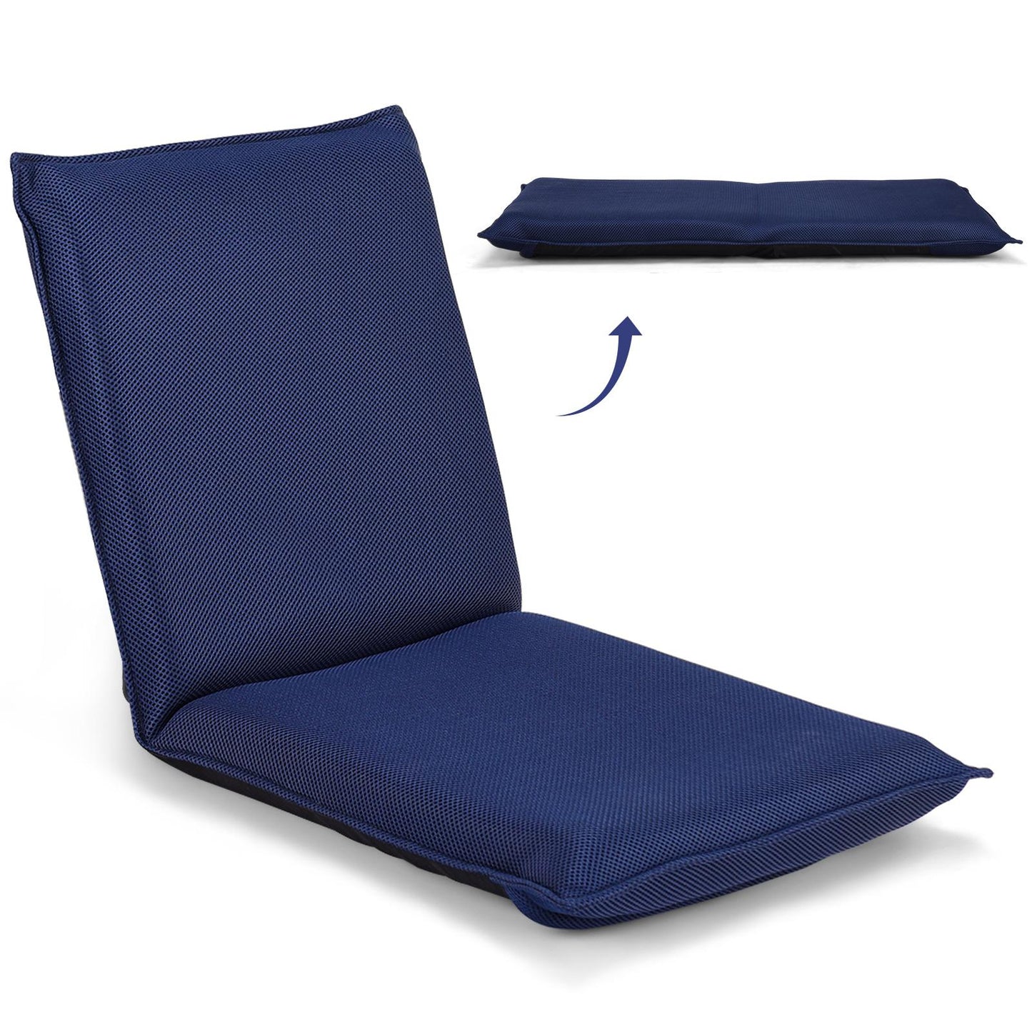 Giantex Adjustable Floor Chair, Cushioned Lounger Recliner with Comfortable Back Support and Thick Padding, Lazy Sofa for Reading Meditation(Navy)