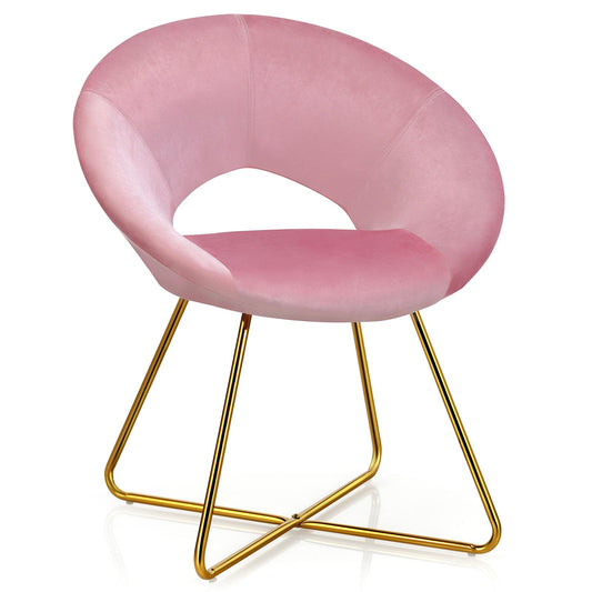 Giantex Velvet Dining Chair, Upholstered Accent Comfy Armchair, Vanity Mid Century Desk Chair w/Soft Cushion & Metal Legs, Leisure Sofa Chair for Office, Home, Living Room