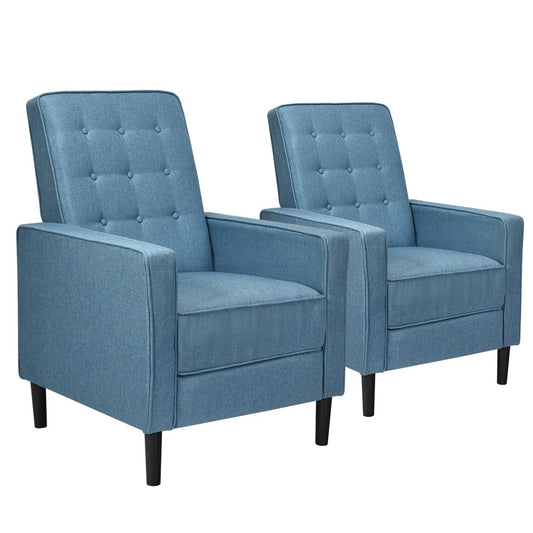 Giantex Push Back Recliner Chair with Footrest, Fabric Modern Accent Chair Armchair Recliner Sofa for Living Room Bedroom Office Club Chair (2 Pcs)