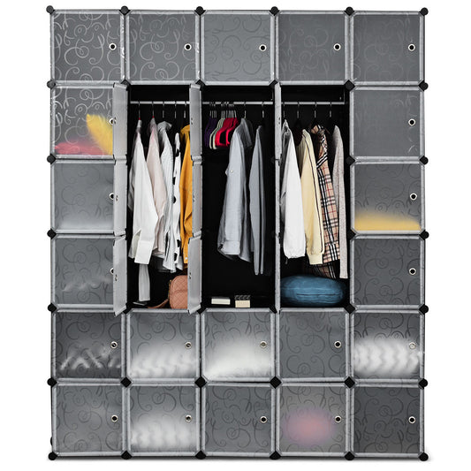 Giantex 30 Cube Storage Organizer, Cube Closet Storage Shelves, DIY Plastic PP Closet Cabinet, Modular Bookcase, Large Storage Shelving with Doors for Bedroom, Living Room, Office