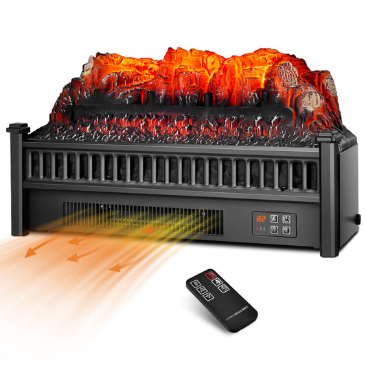 23" Electric Fireplace, Portable Heater w/ Adjustable Flame Brightness & Temperature, Timer, Overheat Protection, Remote Control, 1400W