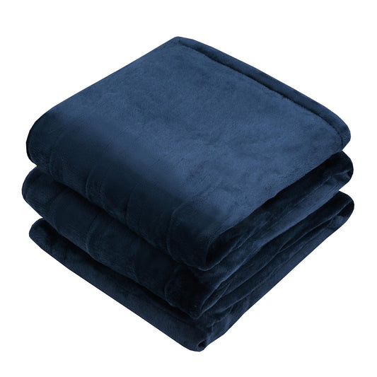 Electric Heated Blanket, Machine-Washable Flannel Blanket, 62" x 84" Twin Size Heated Throw Blanket with 10 Heat Levels, 8 Hours Auto Off, Overheating Protection, ETL Approved (Blue)