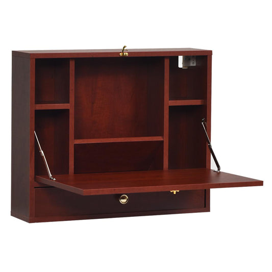Giantex Wall Mounted Desk, Multi-Function Floating Desk w/Storage Drawer & Shelves, Wall Mounted Computer Desk for Home & Office