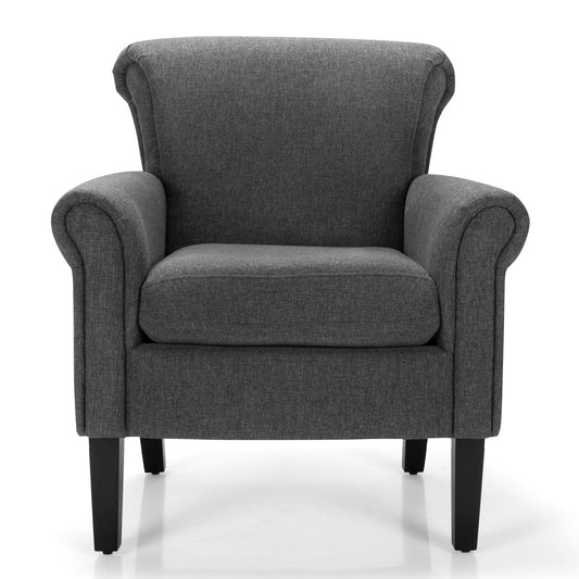 Giantex Fabric Accent Chair, Modern Sofa Chair w/Adjustable Foot Pads, Overstuffed Backrest, Leisure Chair for Living Room, Bedroom