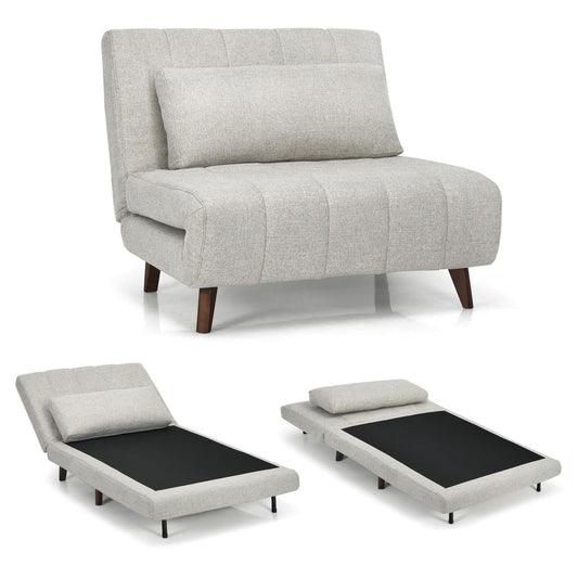 Giantex Sofa Bed, Convertible Adjustable Sleeper Recline Chair, Guest Sofa Bed Couch w/Waist Pillow, Easy Assembly