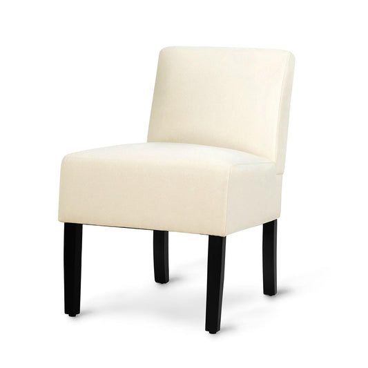 Giantex Fabric Accent Chair, Leisure Side Chair w/Thick Sponge Cushion, Comfortable Armless Chair for Living Room, Bedroom, Beige