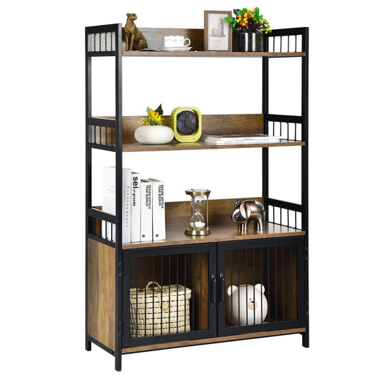 Giantex 3-Tier Storage Shelf, Industrial Baker's Rack, Pantry Cabinet Bookshelf Rack Display, Multipurpose Accent Sideboard for Living Room, Kitchen, Dining Room