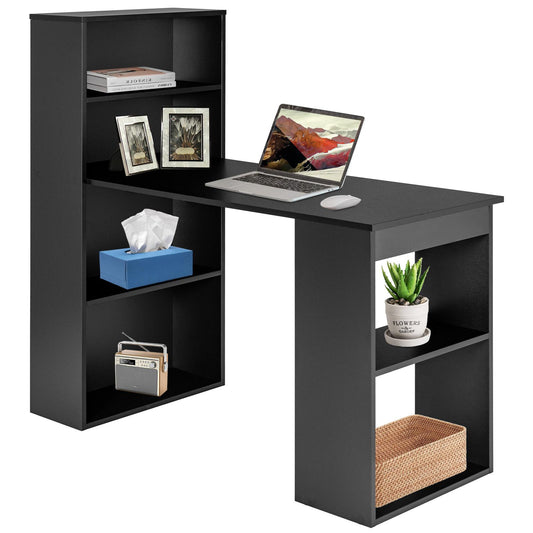 Giantex Computer Desk w/Bookcase, 48¡± Modern Compact Writing Desk, Reversible Study Workstation for Home, Office & Dorm, Easy Assembly